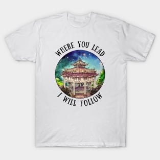 Gazebo at Town Square - Night Stars - Where You Lead I Will Follow - Gilmore T-Shirt